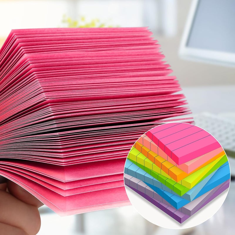 YEECOK (18 Pads) Lined Sticky Notes 3x3 in Bright Ruled Post Stickies Colorful Super Sticking Power Memo Pads - Image 4